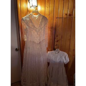 Vintage retro country farm prairie Gunne Sax wedding dress flower girl 2 DRESSES